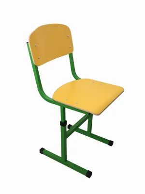 Scaun scolar, cu inaltimea reglabila (HPL galben, teava rectangulara) 