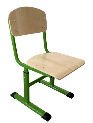Scaun scolar, cu inaltimea reglabila (placaj, teava plat ovala verde)
