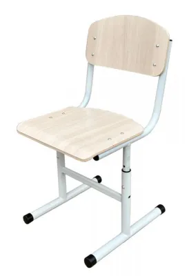 Scaun scolar model 32182, cu inaltime reglabila (HPL stejar laptos, structura rotunda gri)