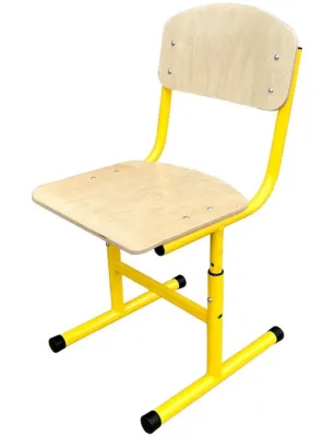 Scaun scolar model 32182 cu inaltime reglabila ( placaj lacuit, structura galbena)