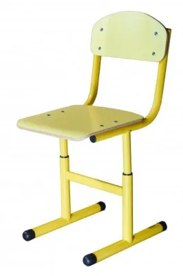 Scaun scolar model 32182, cu inaltimea reglabila (HPL iasomie, structura galbena)