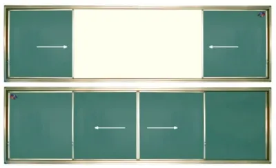 Tabla scolara cu mijlocul alb si 2 suprafete verzi culisante pe orizontala (4600x1200mm)