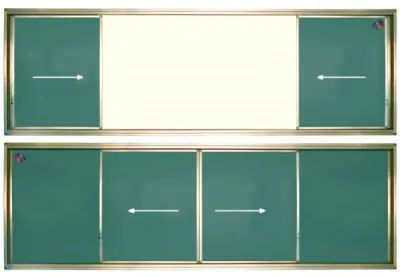 Tabla scolara cu mijlocul alb si 2 suprafete verzi culisante pe orizontala (4000x1200mm)