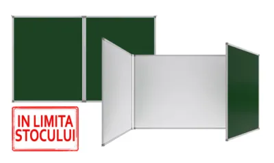 Tabla scolara triptica cu 3 suprafete albe si 2 verzi (1500X1200/3000mm)